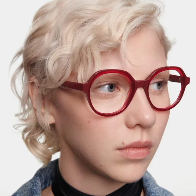GIGI StudiosGIGI Studios 歐美俏皮內圈透明造型粗圓框光學眼鏡(紅- SMOOTH-6818/9)