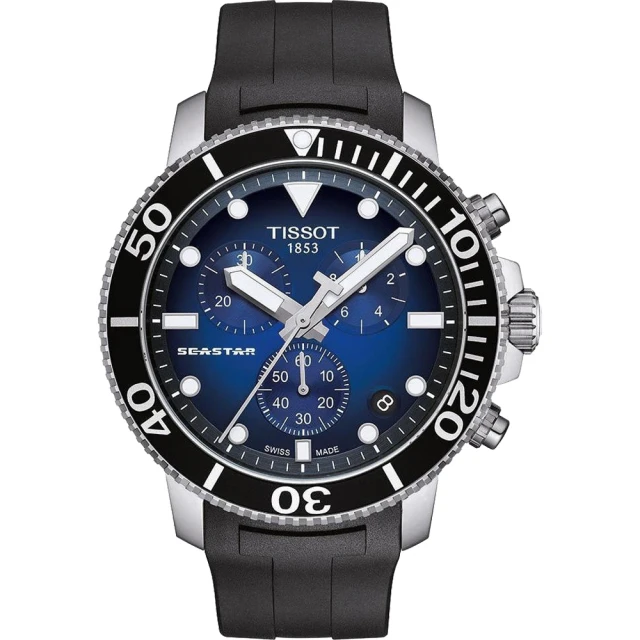 【TISSOT天梭 官方授權】Seastar 海星300米潛水石英錶-橡膠款    母親節(T1204171704100)