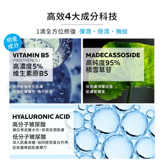 【理膚寶水】B5彈潤修復精華30ml+C10肌光活膚精華 30ml 買60送60超值組_A(彈潤保濕/B5小藍瓶)