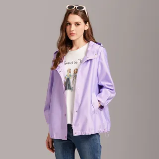 【KERAIA 克萊亞】棉花糖紫芋羅紋連帽休閒外套