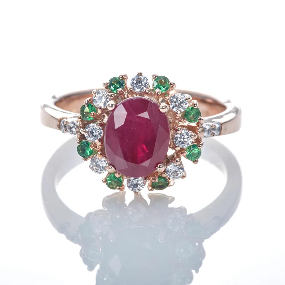 【DOLLY】1.50克拉 18K金緬甸紅寶石鑽石戒指(024)