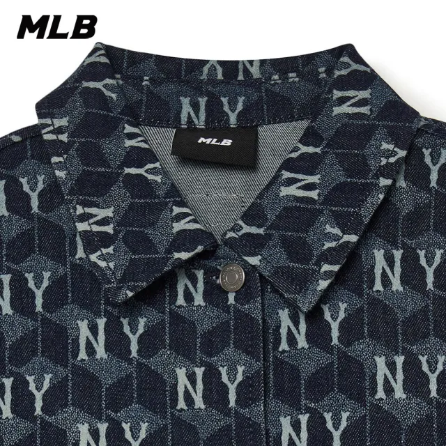 【MLB】女版牛仔丹寧長版襯衫 連身裙 CUBE MONOGRAM系列 紐約洋基隊(3FDDM0734-50NYD)