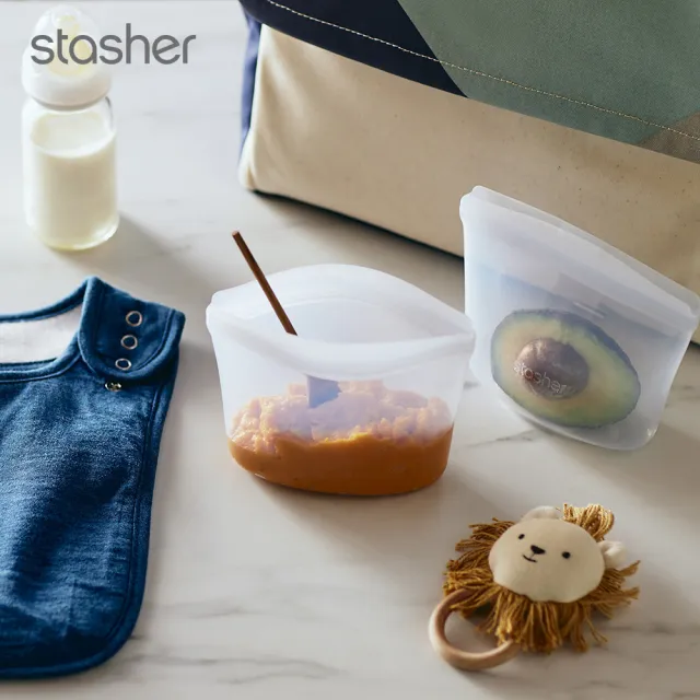 【美國Stasher】白金矽膠密封袋/食物袋-碗形雲霧白(XS)