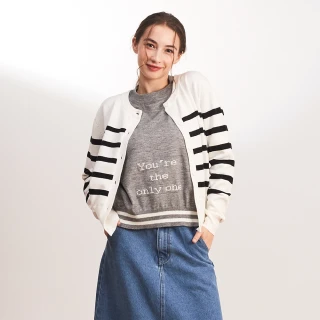 【MASTINA】休閒條紋長袖針織衫(藍 黑 白/魅力商品)