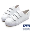 【Keds】TRIPLE KICK 時尚皮革厚底魔鬼氈休閒小白鞋-白(9193W132808)