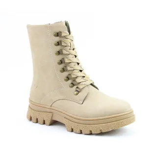 【heavenlyfeet】英國舒適休閒女鞋 綁帶8孔厚底中筒靴-Driscoll(淺米色)