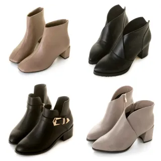 【amai】質感百搭粗跟短靴 中跟短靴 踝靴 短筒靴 粗跟 百搭 大尺碼(A、B、C、D款)