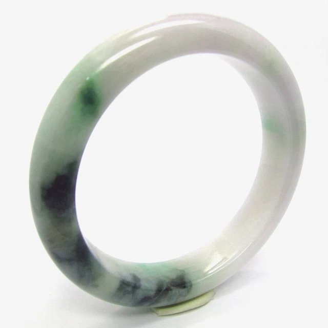 小樂珠寶小樂珠寶 翡翠手鐲紫羅蘭伴綠花天然A貨玉鐲(手圍18.6號 內徑58.3mm V657)