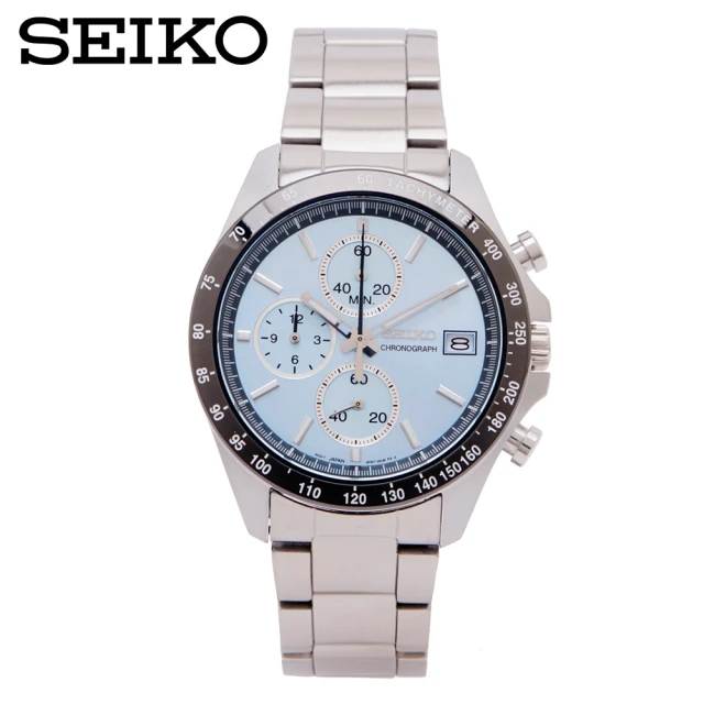 【SEIKO】日本國內販售款 三眼計時手錶SBTR029藍色系面X灰黑框40mm