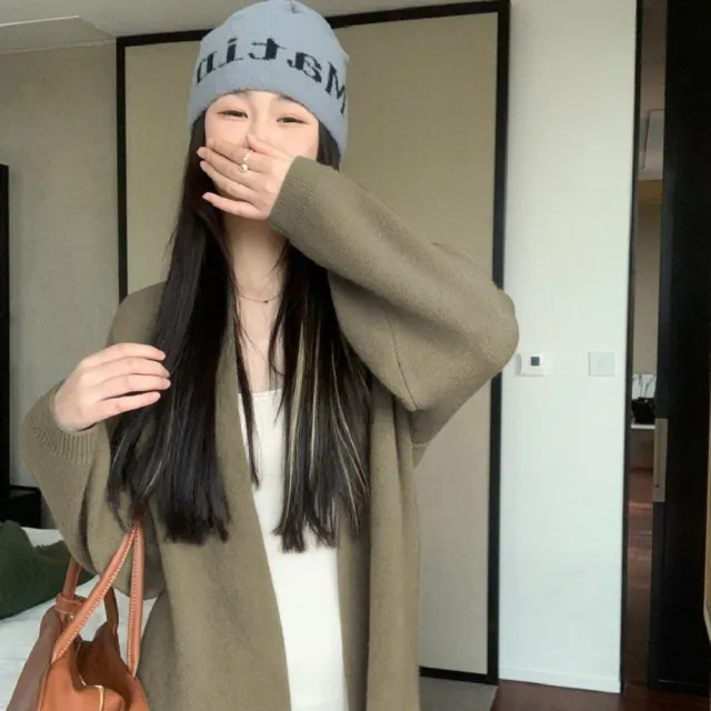 【AS 假日泳裝】綿羊絨保暖外套 長版 針織外套 秋冬外套 DR367
