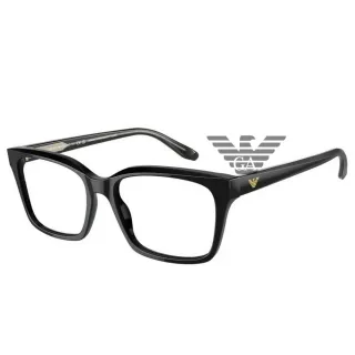 【EMPORIO ARMANI】亞曼尼 亞洲版 個性方框光學眼鏡 EA3219F 5017 黑 公司貨