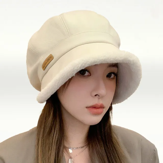 【I.Dear】日韓系寬簷護耳加厚羊羔絨貝雷帽小顏帽(3色)