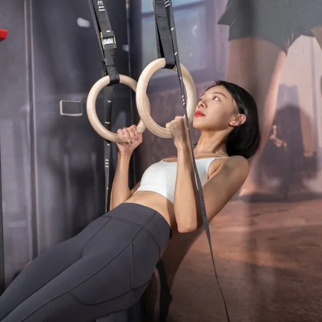 【LEXPORTS 勵動風潮】Crossfit健身運動體操吊環- 力量黑/刻度、原木色/素色(體操吊環  健身 重訓 舉重)