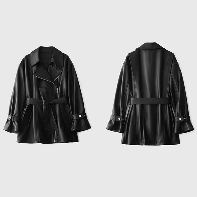 【米蘭精品】現貨+預購 真皮皮衣羊皮夾克(秋季港風收腰顯瘦女外套74go8)