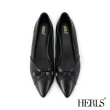 【HERLS】低跟鞋-溫柔蝴蝶結造型拼接尖頭低跟鞋(黑色)