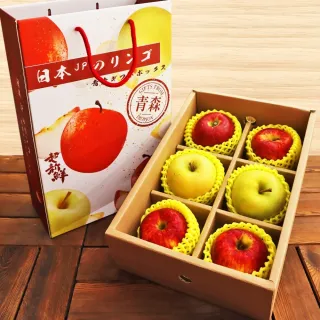 【切果季】日本青森蘋果32粒頭三拼6入x2盒(320g/顆_頂級手提禮盒)