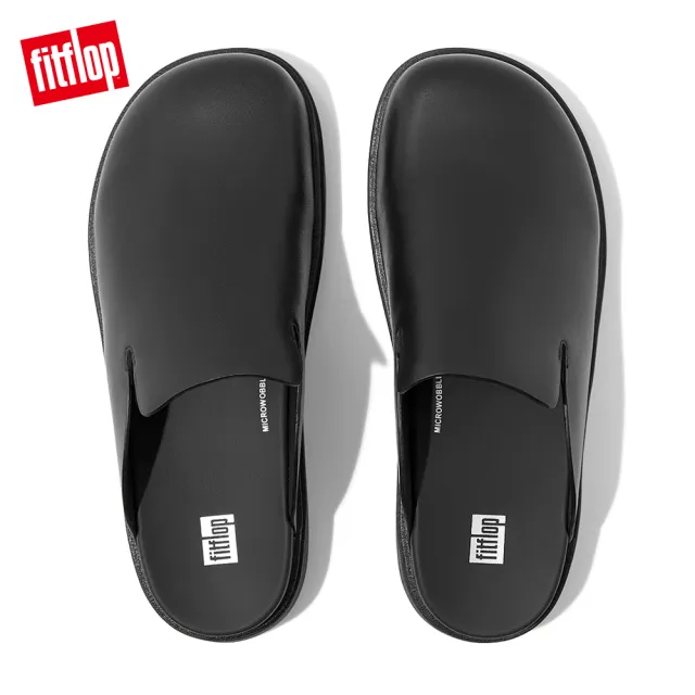 【FitFlop】GEN-FF MENS LEATHER MULES經典舒適木屐鞋/穆勒鞋-男(靓黑色)