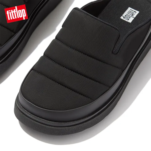 【FitFlop】GEN-FF WATER-RESISTANT FABRIC/LEATHER MULES防水造型木屐鞋/穆勒鞋-女(靓黑色)