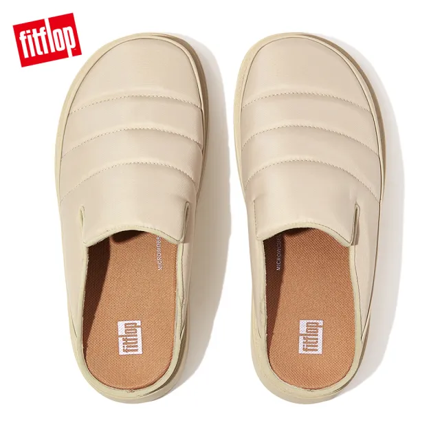 【FitFlop】GEN-FF WATER-RESISTANT FABRIC/LEATHER MULES防水造型木屐鞋/穆勒鞋-女(白石色)