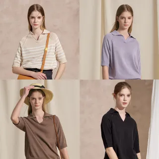 斷碼福利RONAFIA細挺V領針織衫4件(U)