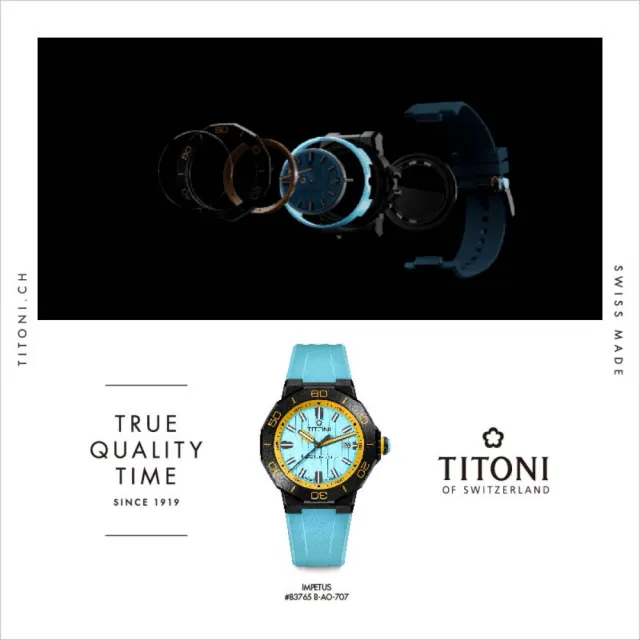 【TITONI 梅花錶】IMPETUS動力系列 阿根廷藍陶瓷腕錶-43mm(83765 B-AO-707)