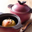 【義大利WALD】蘋果造型鍋蓋雙耳小陶鍋-粉白(陶鍋)