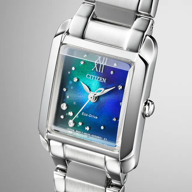 【CITIZEN 星辰】限量款千彩之海真鑽光動能時尚女錶-藍x銀/21.5mm(EW5591-60L)母親節 禮物