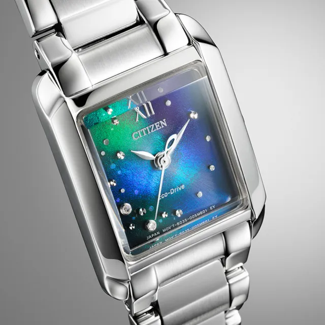 【CITIZEN 星辰】限量款千彩之海真鑽光動能時尚女錶-藍x銀/21.5mm(EW5591-60L)618 禮物