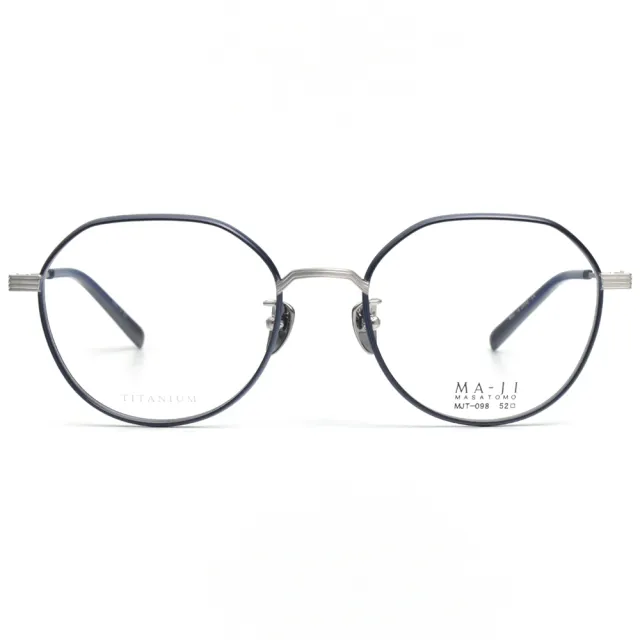 【MA-JI MASATOMO】皇冠型切角光學眼鏡 日本鈦(藍 銀#MJT098 C3)