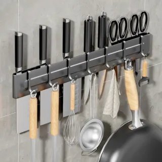 【SUNORO】無痕壁掛式刀架 廚房掛鉤收納架 工具刀具收納架 置物架 40cm 