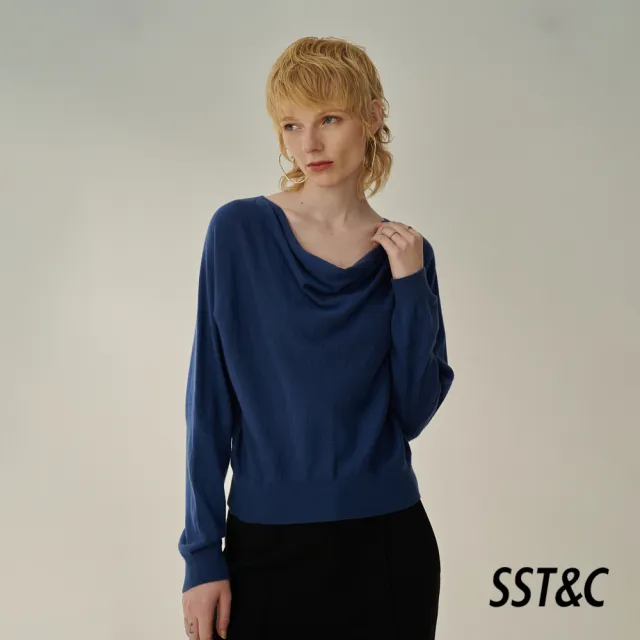 【SST&C】女裝 礦藍墜領針織衫8662309002(換季55折)