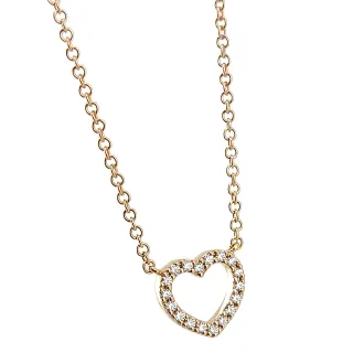 【Tiffany&Co. 蒂芙尼】18K玫瑰金-鑲18顆鑽迷你愛心墜飾項鍊(展示品)