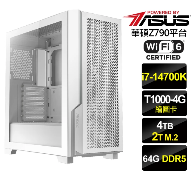 NVIDIA i7二十核T1000{繪圖天師}電競機(i7-14700K/華碩Z790/64G/2TB+4T)