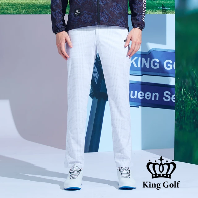 KING GOLF 實體同步款-男款滿版迷彩印圖修身彈性休閒