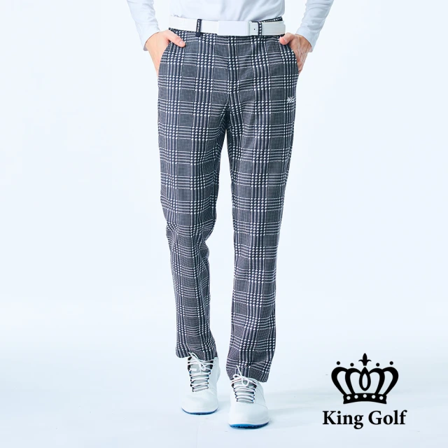 KING GOLF 實體同步款-男款滿版迷彩印圖修身彈性休閒