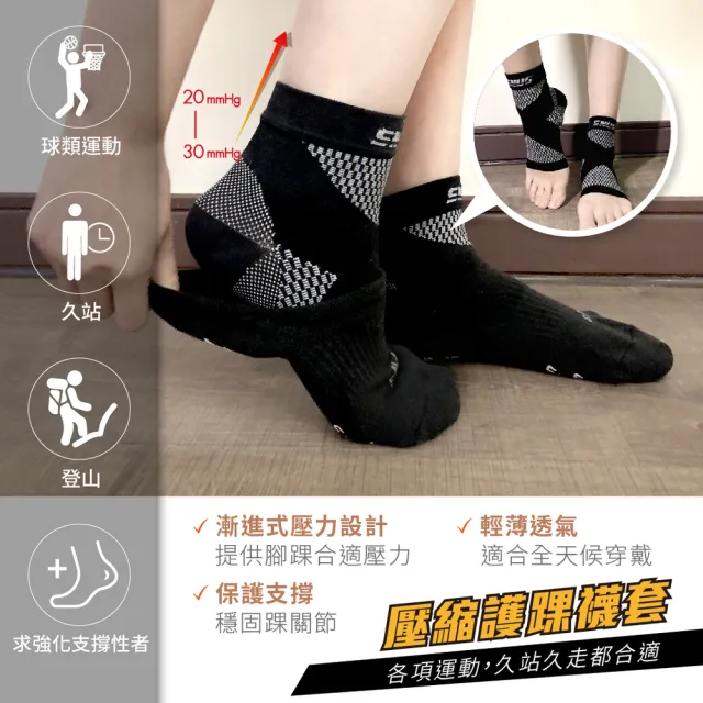 【sNug 給足呵護】體態調整機能壓縮褲+護腳踝壓縮套 1+1組合(快排塑身褲/體態雕塑/登山褲/防鐵腿)