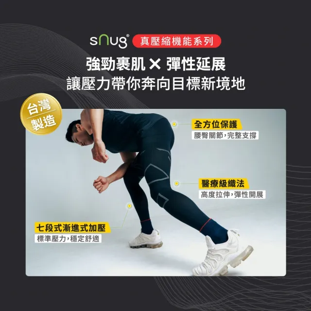 【sNug 給足呵護】醫學大聯盟好評 男款壓縮褲+繃帶襪1+1組合(防鐵腿/GMP真壓縮/減緩肌肉疲勞/路跑/登山)