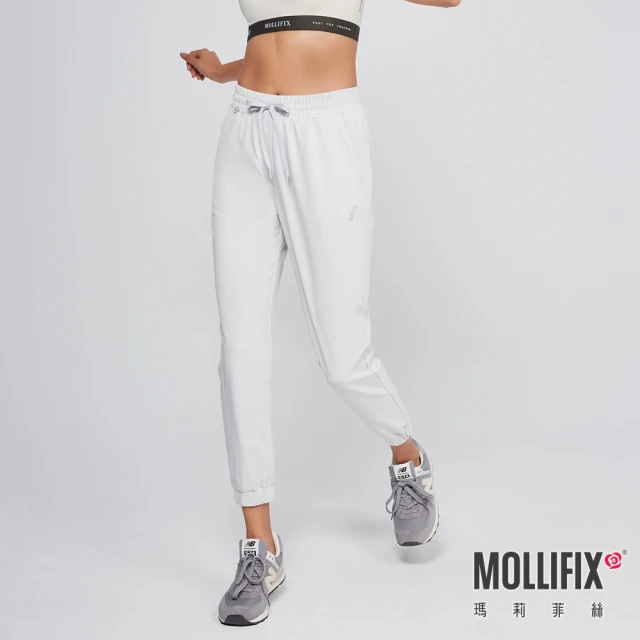 Mollifix 瑪莉菲絲 修身輕潑彈力運動長褲(淺銀灰)