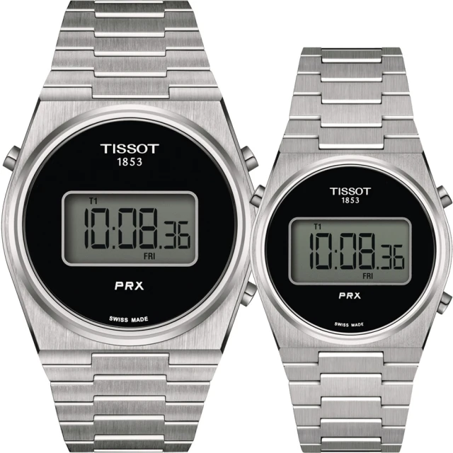 TISSOT 天梭 官方授權 PRX Digital 數位石英對錶 情侶手錶-40+35mm(T1374631105000+T1372631105000)