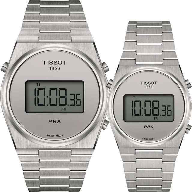 TISSOT 天梭TISSOT 天梭 官方授權 PRX Digital 數位石英對錶 石英手錶-40+35mm(T1374631103000+T1372631103000)
