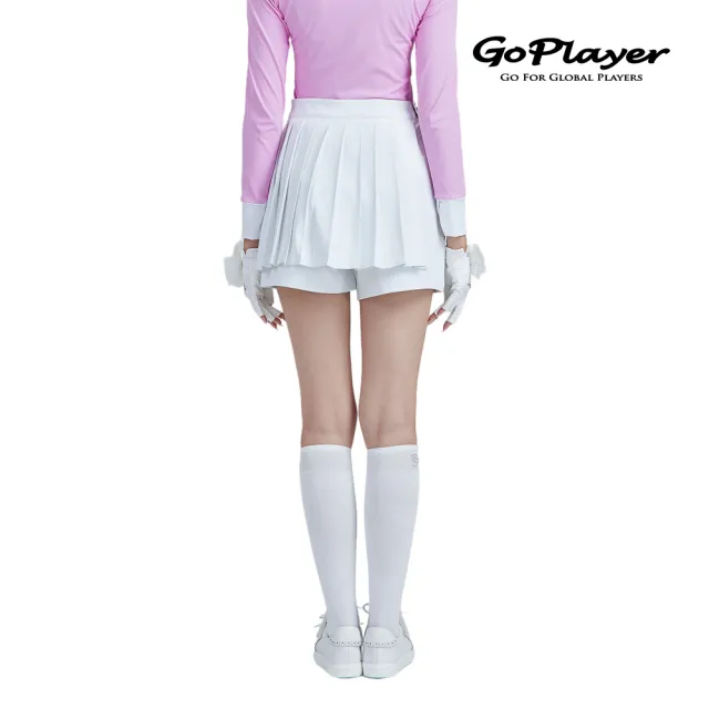 【GoPlayer】女高爾夫假兩件式百褶褲裙-白.黑.淺藍(高爾夫短褲裙 韓系百搭假兩件 A字裙)