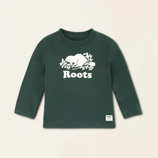 【Roots】Roots小童-絕對經典系列 海狸LOGO有機棉長袖上衣(深綠色)