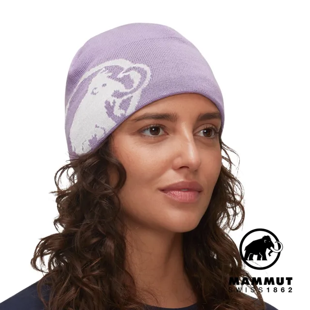 【Mammut 長毛象】Tweak Beanie 保暖針織LOGO豆豆帽 星系紫/白 #1191-01352