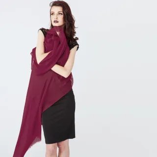 【5TH AVE】第五大道 500支紗  羊絨 圍巾 / 披肩(杜鵑紅)