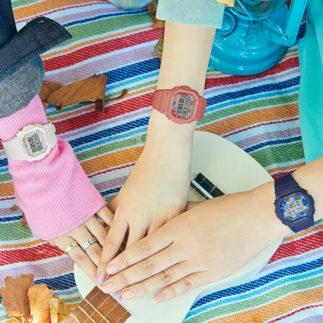 【CASIO 卡西歐】BABY-G 迷人花卉 復古懷舊流行色彩經典電子錶 粉橘色 BGD-565RP-4_37.9mm