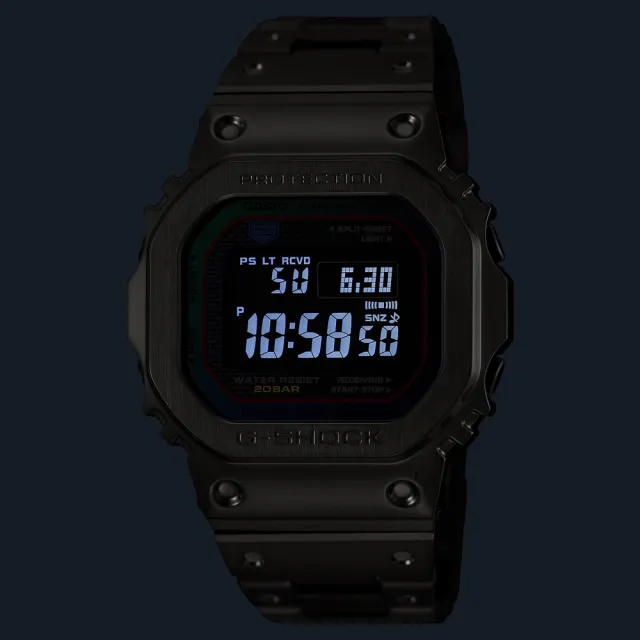 【CASIO 卡西歐】G-SHOCK 40週年 經典方型 光譜色彩 藍芽太陽能電子錶 黑 GMW-B5000BPC-1_43.2mm