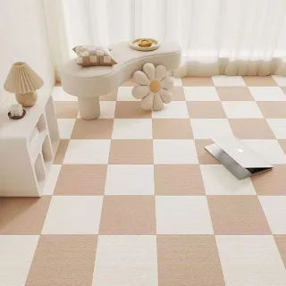 【Mega】日式DIY方塊拼接地毯 10片裝 自黏地墊(自由拼接裁剪 寵物防滑地墊 寵物止滑墊 地墊 地毯)