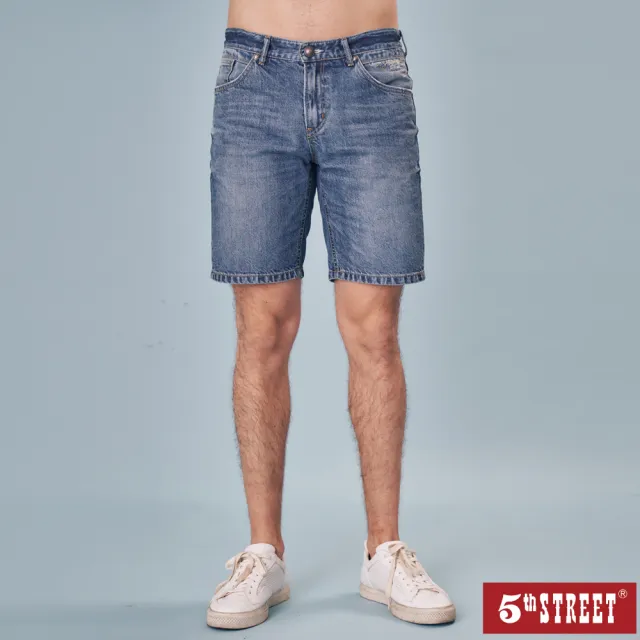 【5th STREET】男裝復古美式短褲-酵洗藍