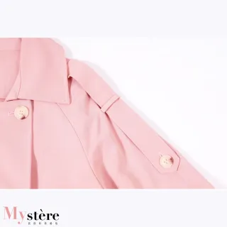 【my stere 我的時尚秘境】雙11 冬現貨--法式芭比粉時尚修身雙排釦長版風衣(秋冬新款 經典風衣