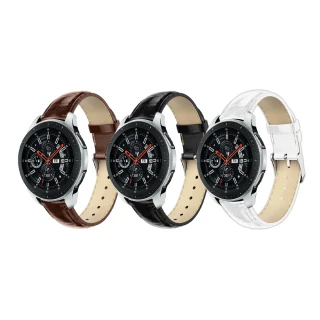 【Timo】SAMSUNG三星 Galaxy Watch 40/42/44mm通用 經典鱷魚紋皮革錶帶(錶帶寬度20mm)